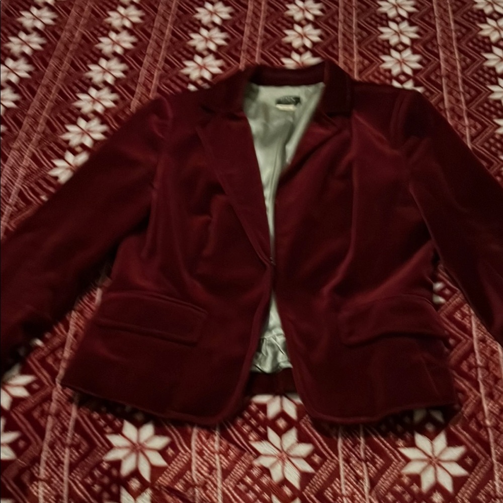 Women's Velvet Blazer - Rich Burgundy